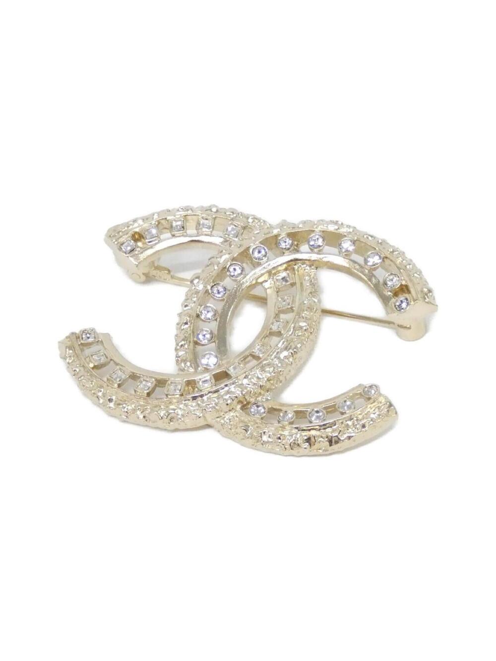 Chanel Brooch Metal Clear And Gold #377886C10B